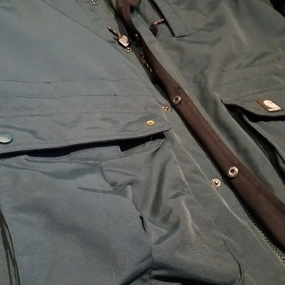 Men's Carhartt Forest Green Jacket multiple pockets sz XL - Picture 2 of 8